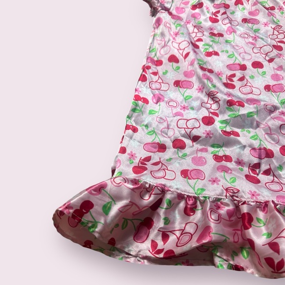 2007 Toddler Girl Gymboree Pink Cherry Print Silk Like Polyester Dress Size 4 - Picture 6 of 10